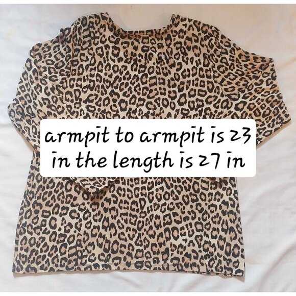 Chicos XL Leopard Print Long Sleeve Top Country Granny Core Y2K - Picture 6 of 7
